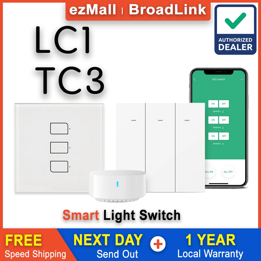 Broadlink Smart WiFi Wall Light Switch TC3 Touch Panel and LC1 Rocker