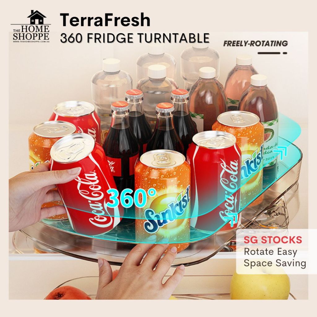 SG Refrigerator 360 Turntable Storage Organizer Tray Rectangle Clear