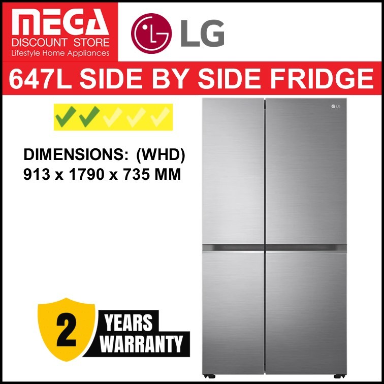 LG GS-B6473PZ 647L SIDE-BY-SIDE DOOR FRIDGE (2 TICKS) | Shopee Singapore