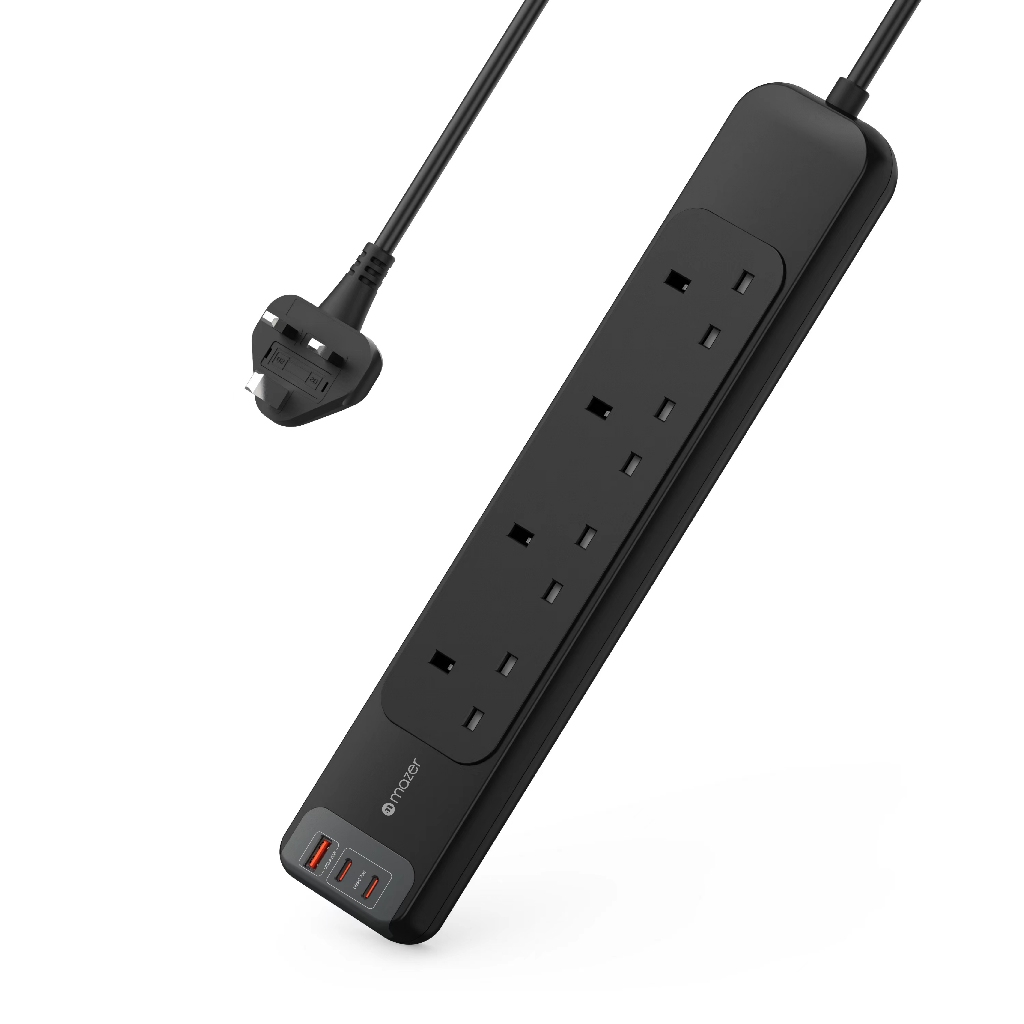 Mazer Power Strip with USB A + USB C Power Extension Socket Extension
