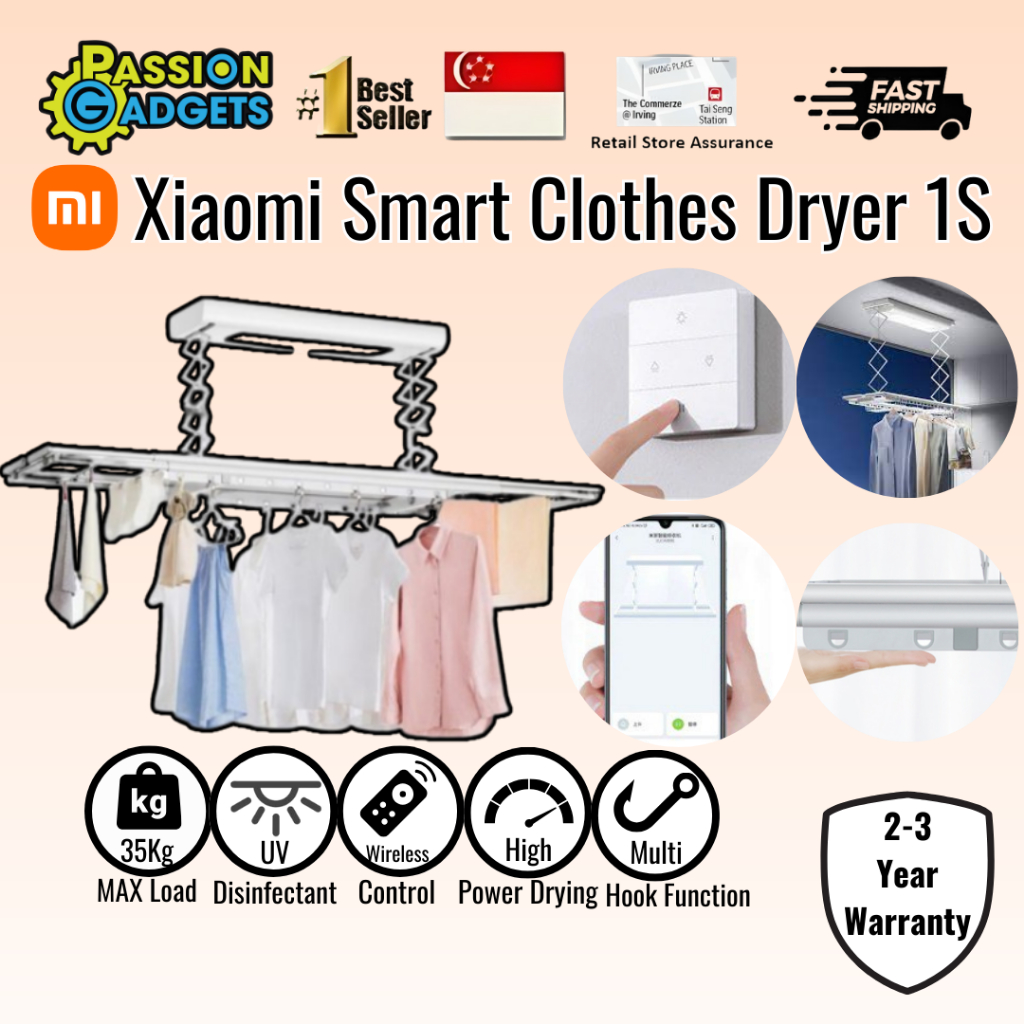 [2-3 YEAR WARRANTY] Xiaomi Smart Intelligent Clothes 1S Hanger Rack ...