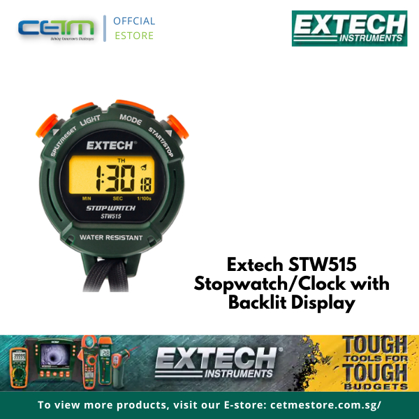 Extech STW515 Stopwatch/Clock with Backlit Display | Shopee Singapore