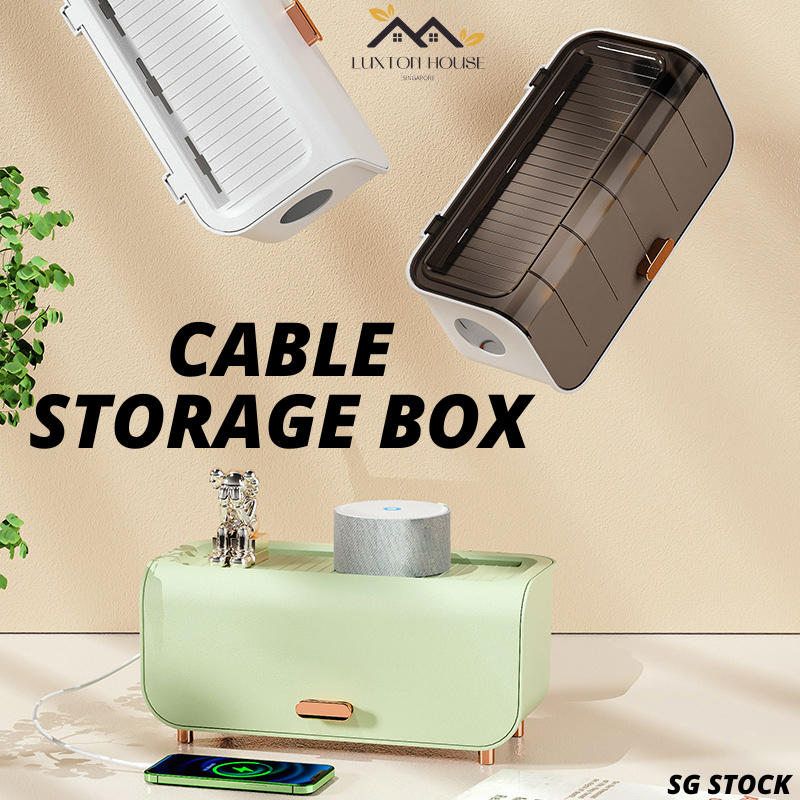 {SG} Cable Organizer Box Medium Size Desk Floor Cord Management Box to