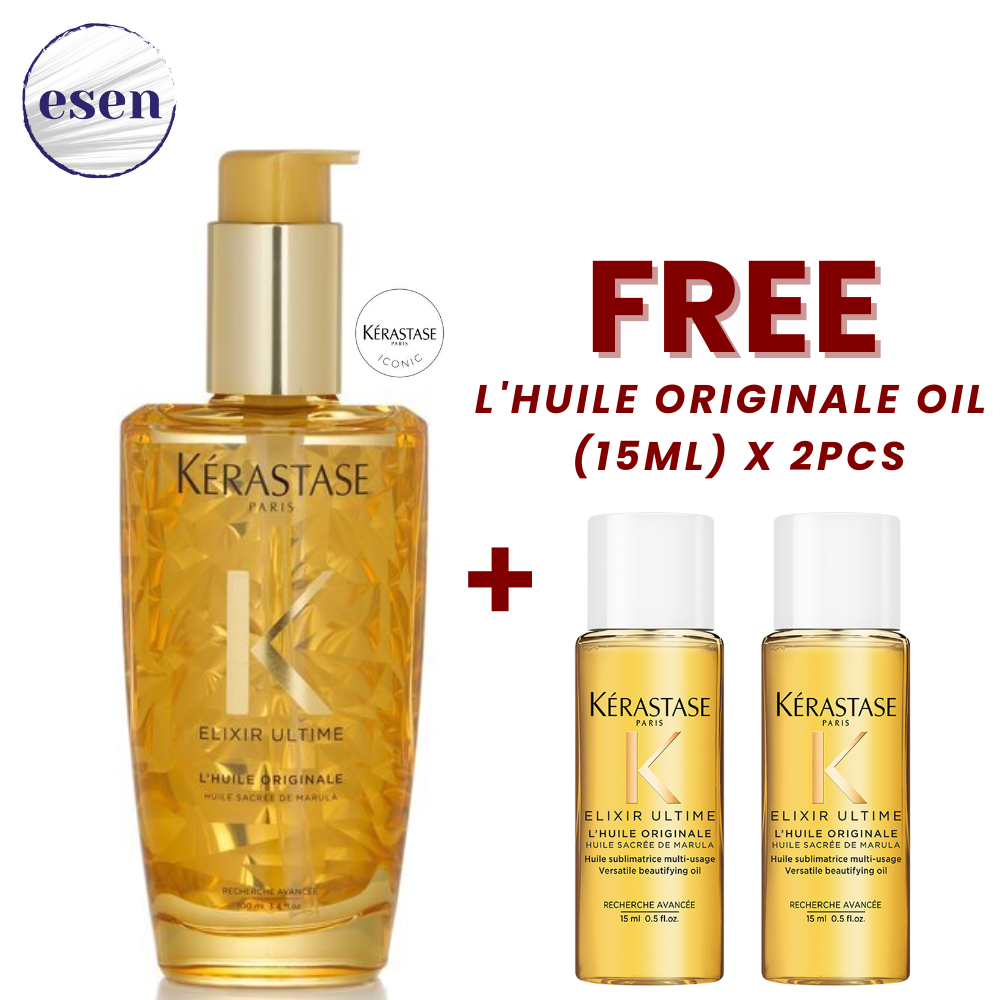 Kérastase Elixir Ultime L'Huile Originale Oil ( Iconic Nourishing Hair Oil  /100ml) + FREE (15ml) x2