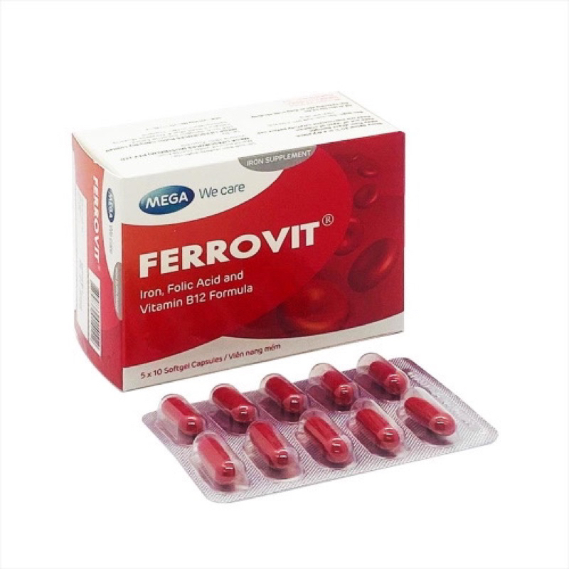 Mega Ferrovit (Box Of 50 Capsules) Iron Supplement, Folic Acid And ...