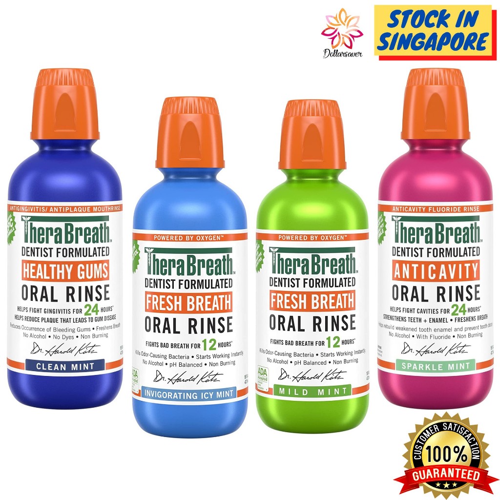 TheraBreath Mouthwash Fresh Breath Oral Rinse Icy Mint / Mild Mint 88.7