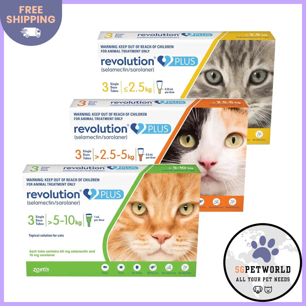 (Licensed) Revolution Plus 3 Pipettes Flea Tick And Worm Prevention for All Sizes of Cats