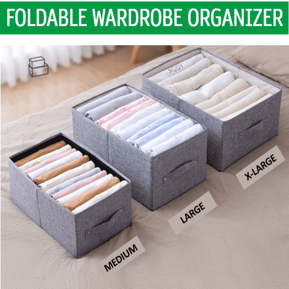 SG Foldable Wardrobe Organizer Storage Box /Drawer box with Lid