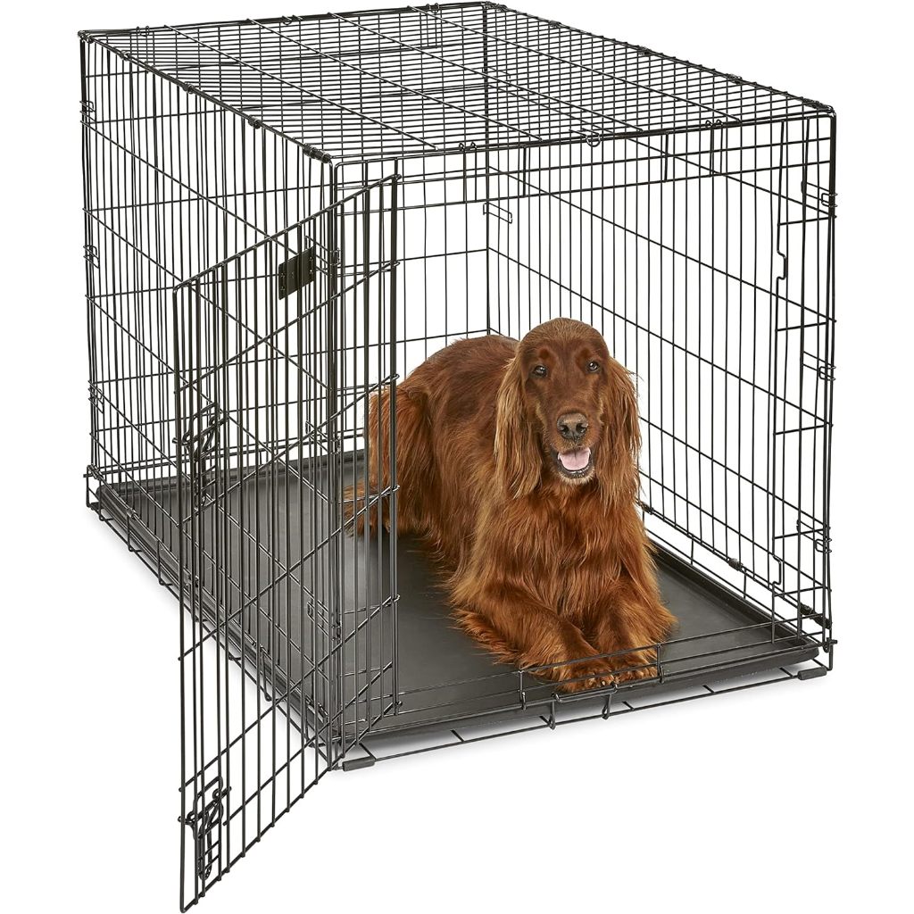 Clearing iCrate 42 Folding Metal Dog Crate w Divider Panel Floor Protecting Roller Feet Leak Proof Plastic Tray Shopee Singapore