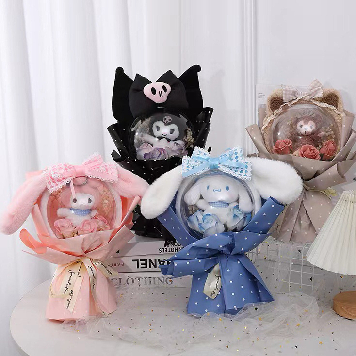 [SG Stock] Cute and Funny Sanrio Cinnamoroll Kuromi toy bouquet doll