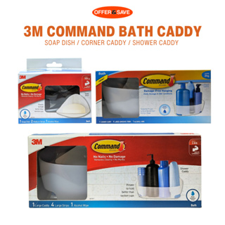 3M Command Bath Caddy Hanger Water Resistant Adhesive Plastic Frosted,  6-Pack