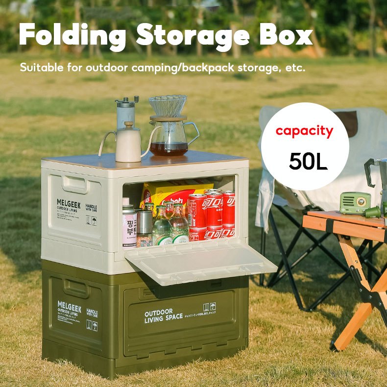 EmmAmy Camping Storage Box Foldable Camping Table Portable Outdoor