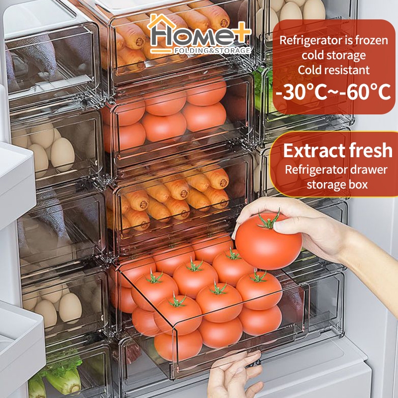 (HOME+) Local Stock Fridge storage drawer /Refrigerator Organizer/ Food