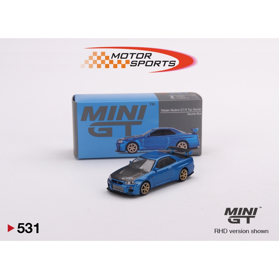 Mini GT 1/64 Nissan Skyline GT-R R34 Top Secret Bayside Blue 1:64