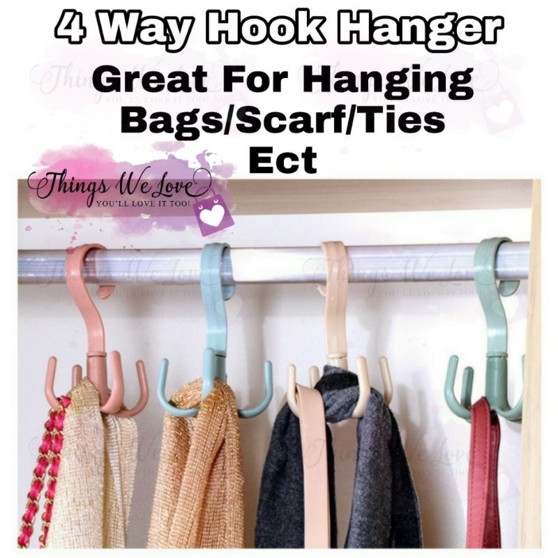 [SG] [FREE SHIP] 4 Way Hook Hanger Wardrobe Cupboard Organiser