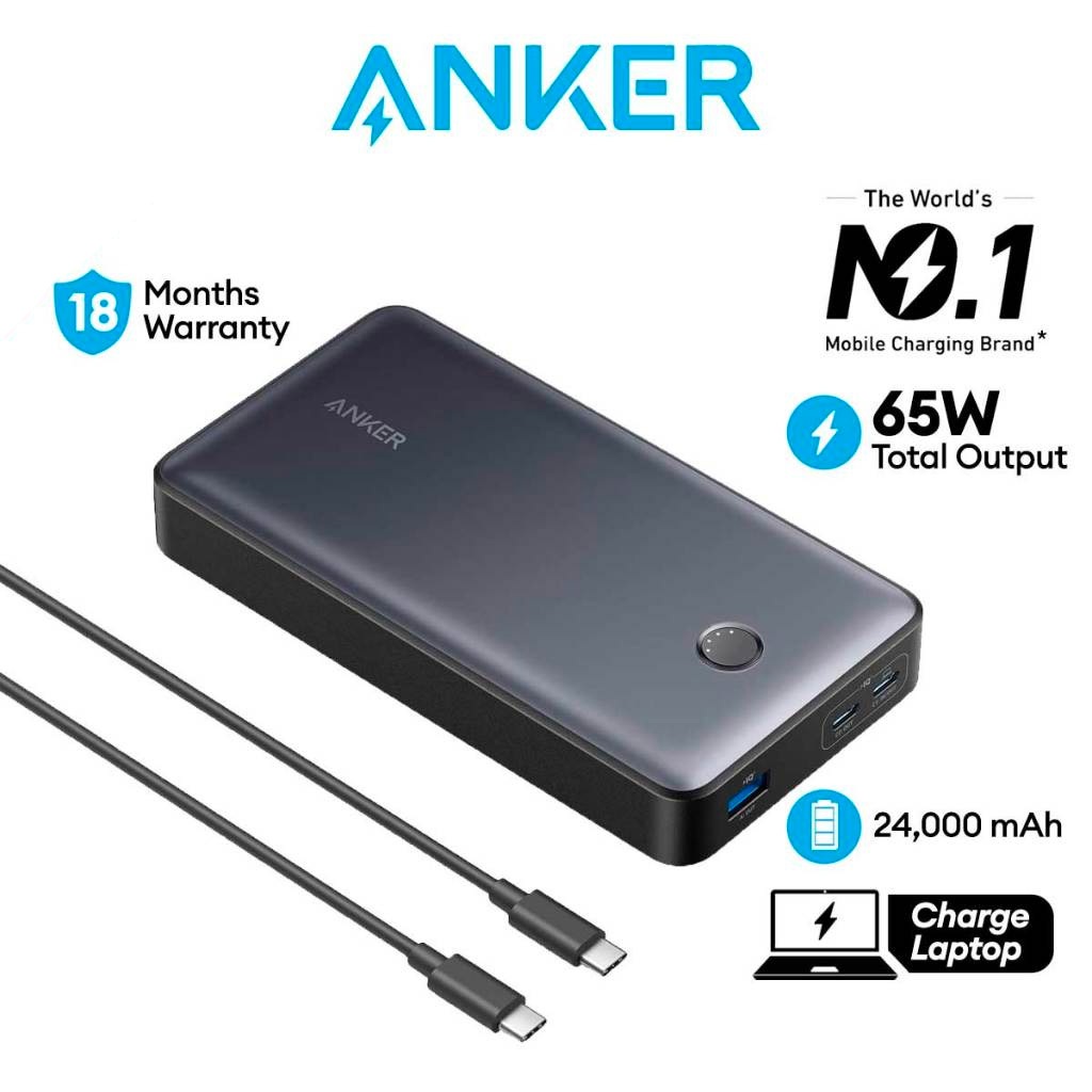 Anker Portable Charger, 24,000mAh 65W Power Bank, 537 Power Bank (PowerCore  24K for Laptop), for MacBook Pro, Dell XPS, Microsoft Surface, iPad Pro,  iPhone 14 Pro, Apple Watch Series 5, and More 