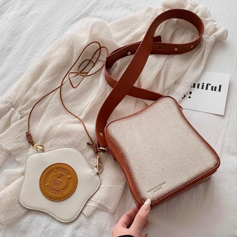 Toast and egg bag vintage creative crossbody sling bags phone wallet coins pouch bag BAG074 LongerVogue Shopee Singapore