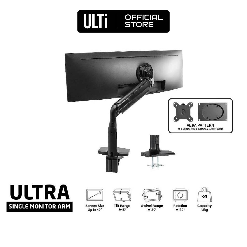 ULTi Ultra Monitor Arm - Fits up to 18kg & 49 inch Ultrawide