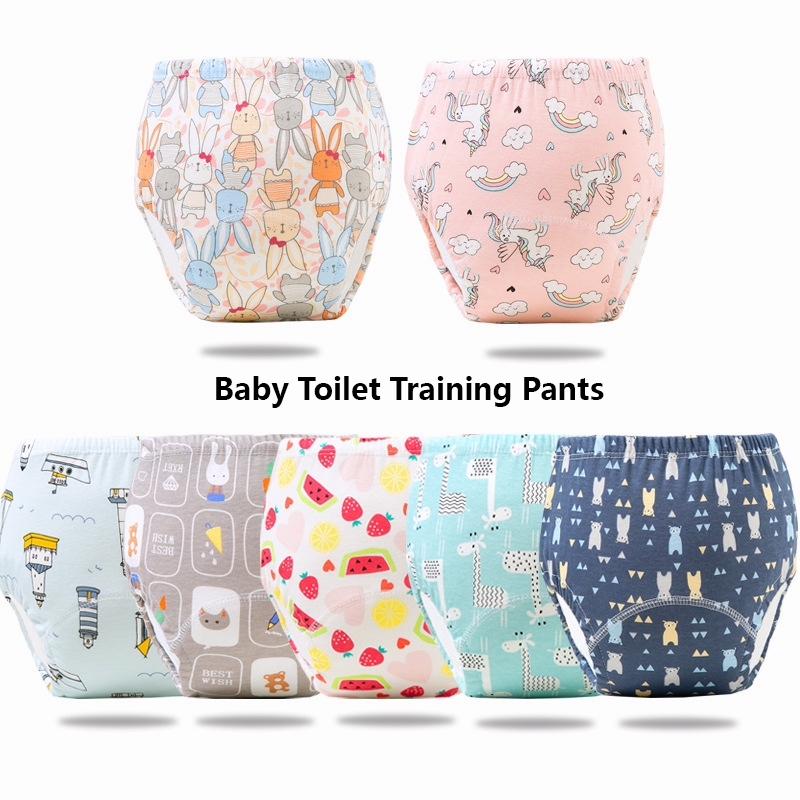 Baby Toilet Training Pants 100% Cotton Rewashable Diapers Waterproof 