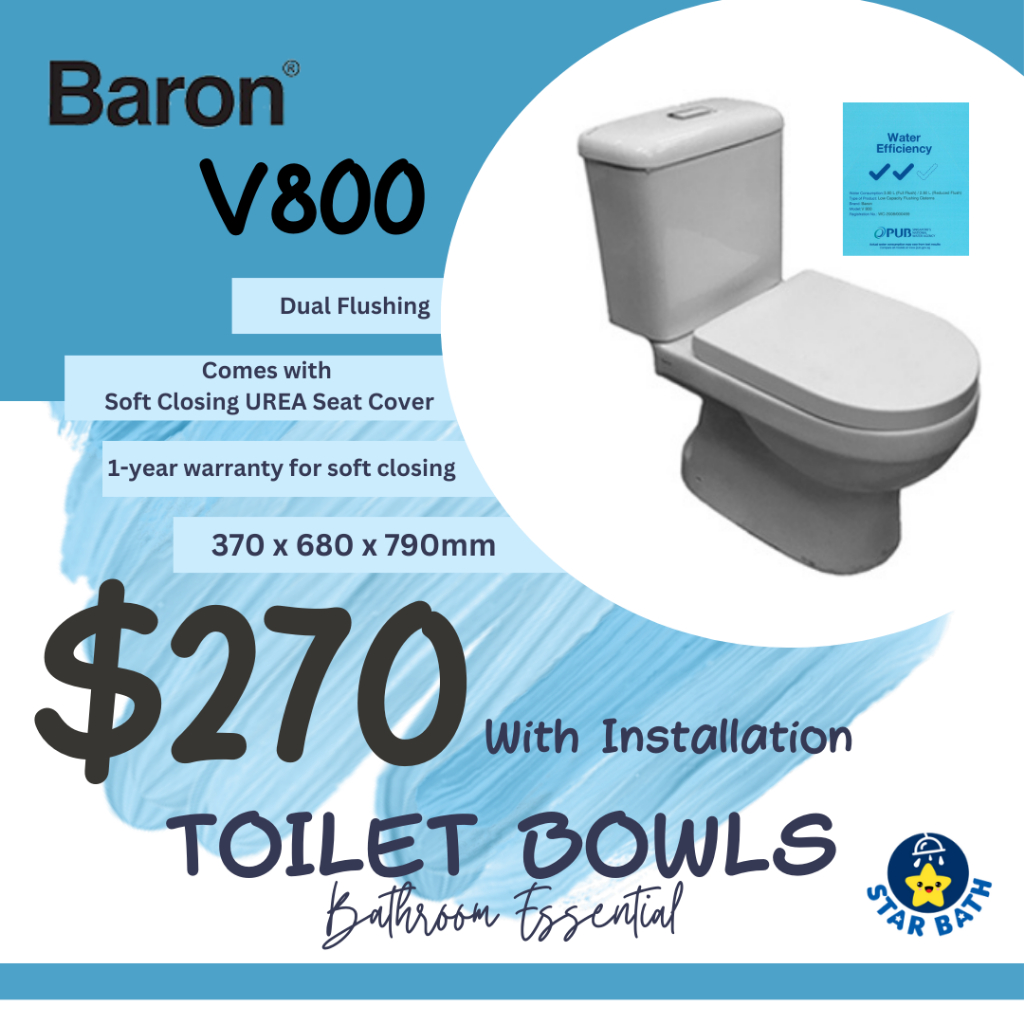 Baron V800 Toilet Bowl with Installation Shopee Singapore