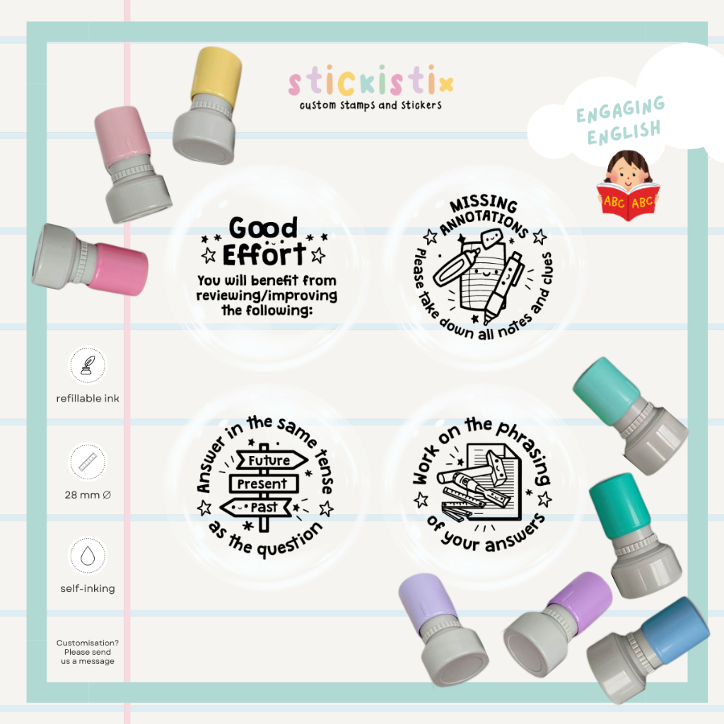 Tenses, Annotations, Phrasing Stamp(s) | English Language | 28mm ...