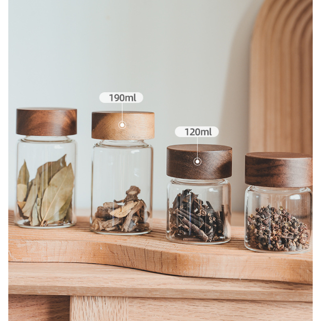 Glass Storage Jars with Wooden Lids for Pantry, kitchen, Flour, Sugar