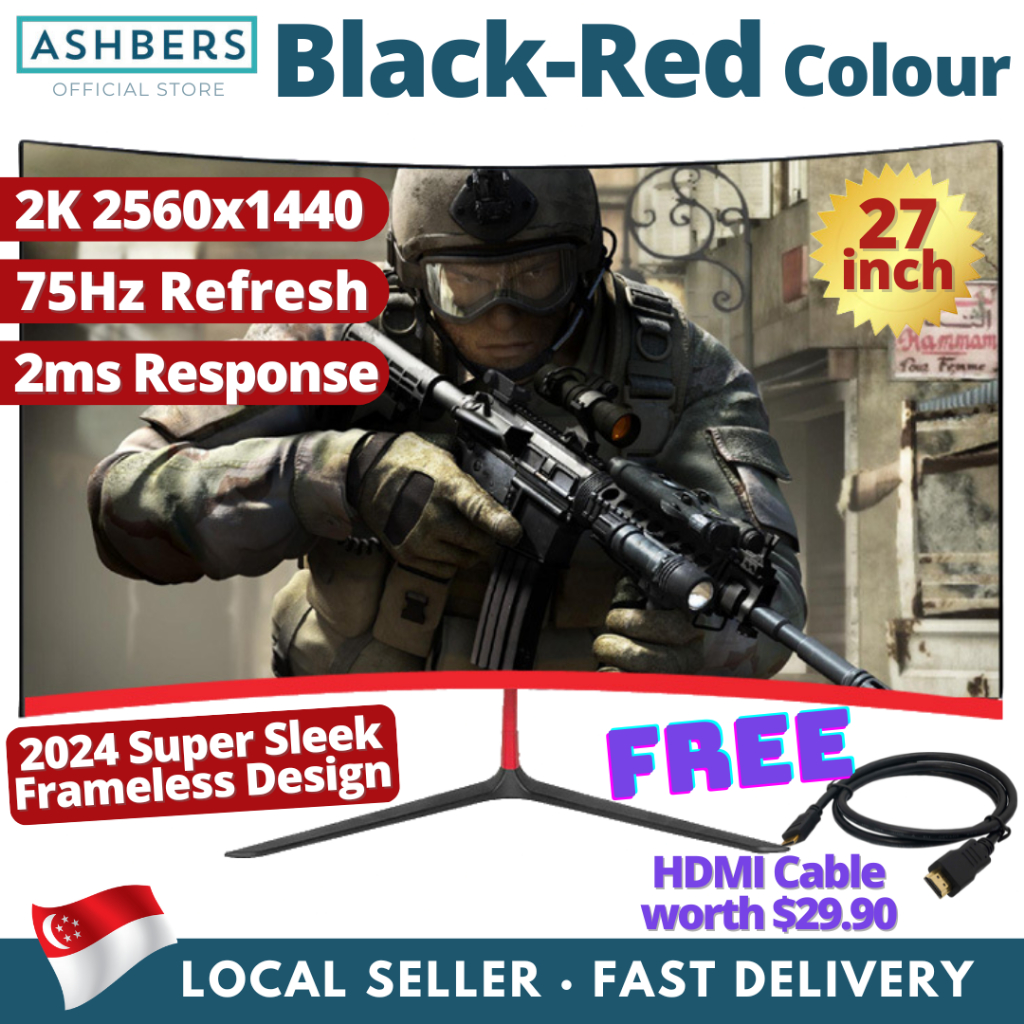 PROMO 27 inch Ultra-Thin Curved Gaming Display, LED Computer Monitor ...