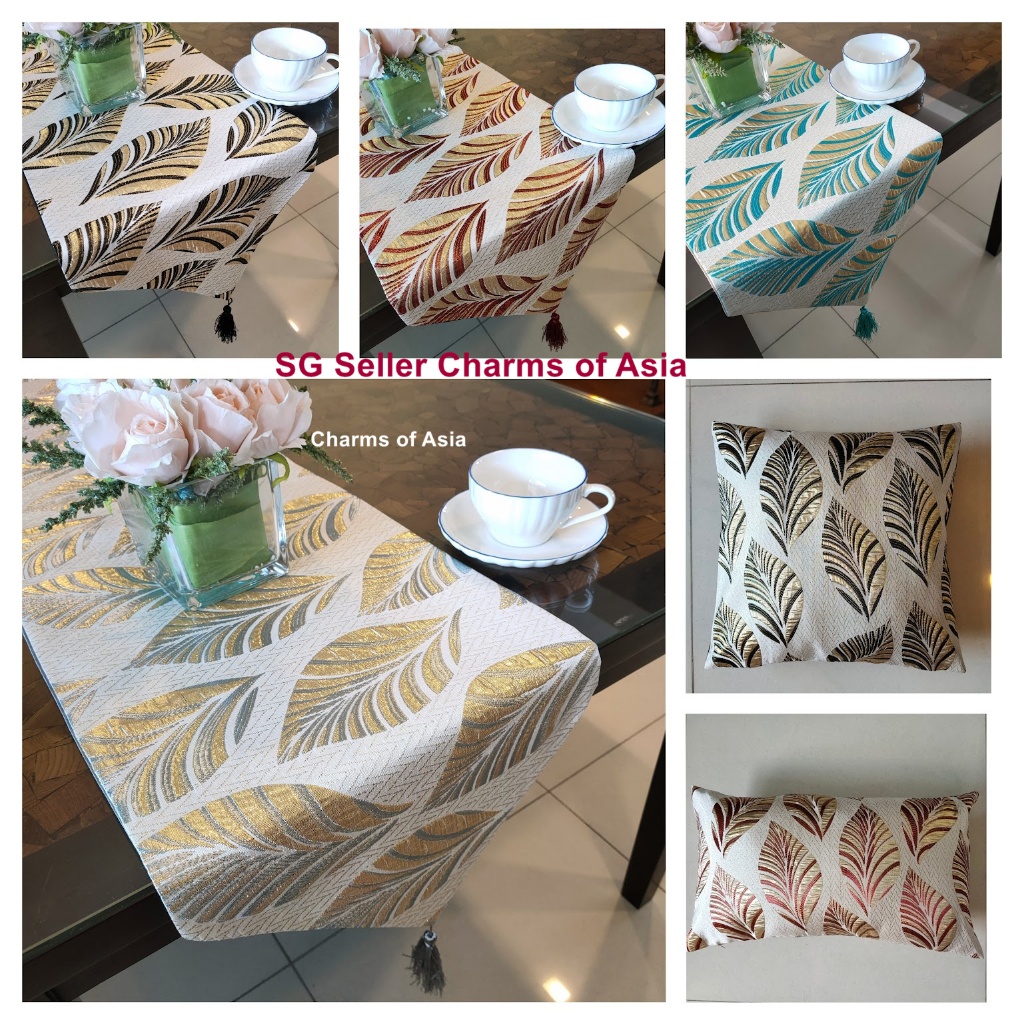 (SG seller ready stock) Table runner and matching cushion cover elegant ...