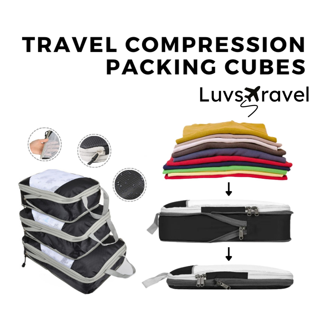 Compression Packing Cubes 3pcs Organizer Luggage Organiser Space Saving