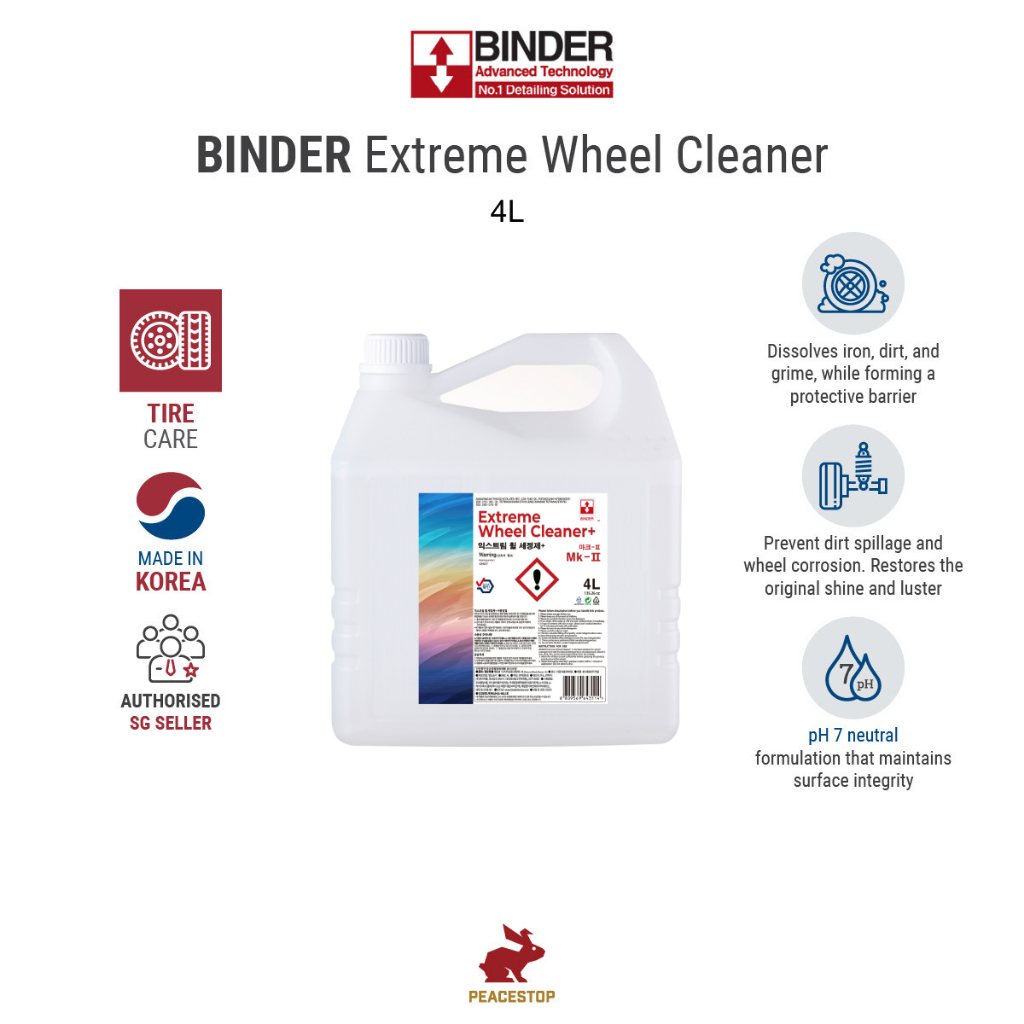 4 Litre BINDER Korea Extreme Wheel Cleaner + by Fireball Tire Rim