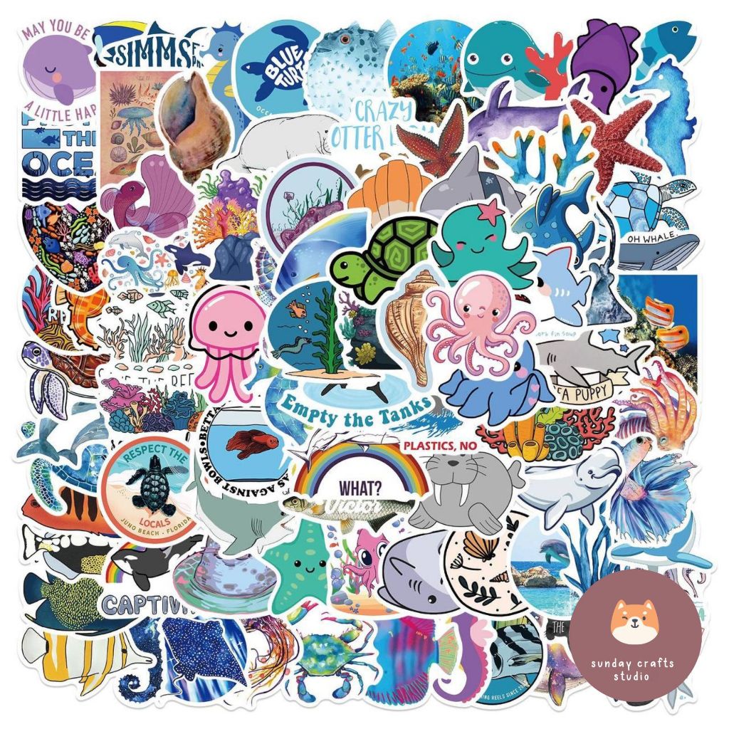 [SG] ️ 100pcs Ocean and Sea Creatures Sticker Pack | Shopee Singapore