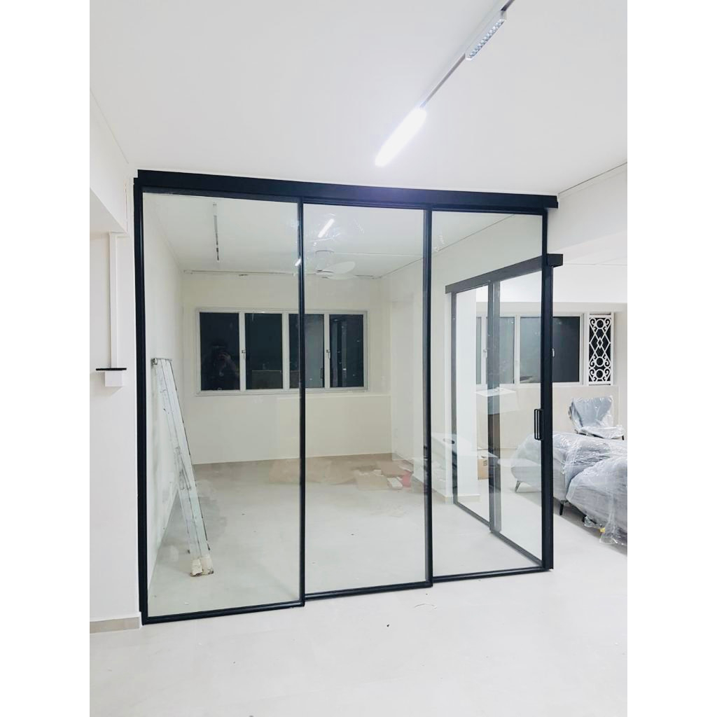 [SG Factory Direct] Glass Sliding Door, Top Track, Bottom Trackless