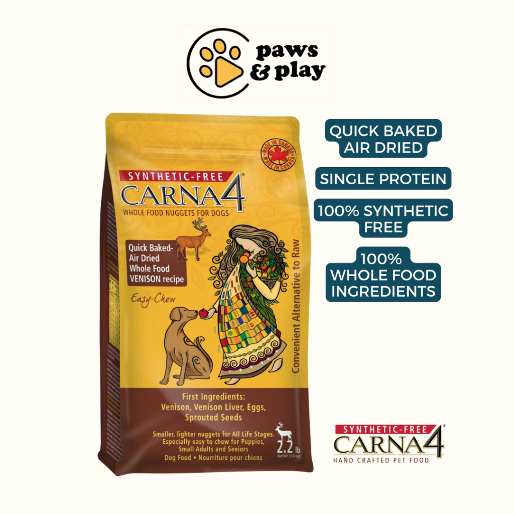 Carna4 QuickBaked Air Dried Venison EasyChew Dog Dry Food 2.2lbs