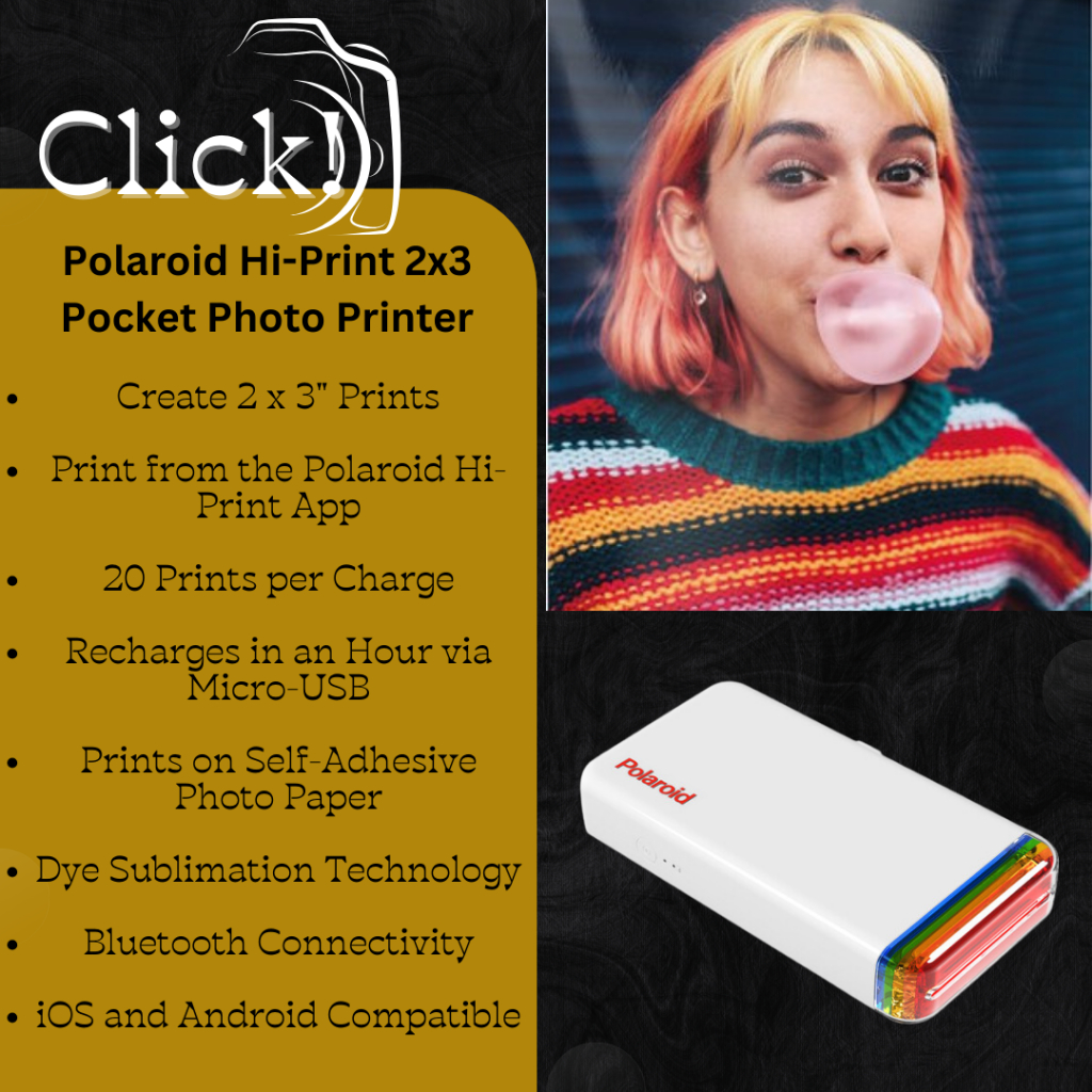 Polaroid Hi-Print 2x3 Pocket Photo Printer + 1 X Polaroid Hi-Print 2 x 3