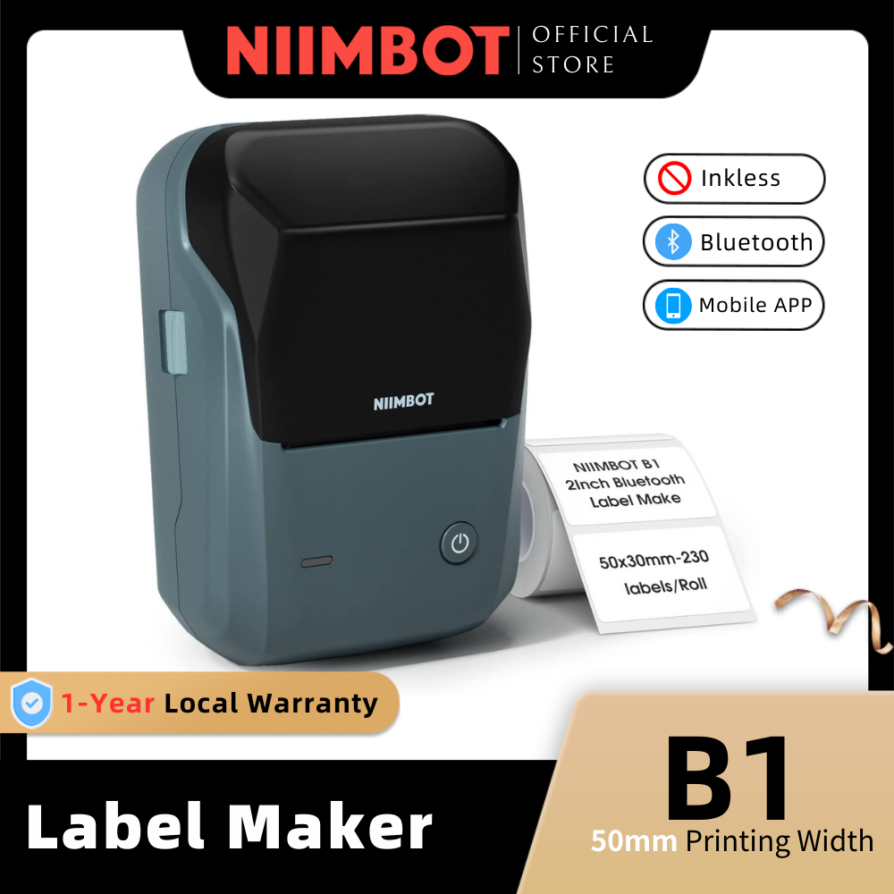 NIIMBOT B1 50mm Inkless Label Maker, Wireless Bluetooth Thermal Sticker