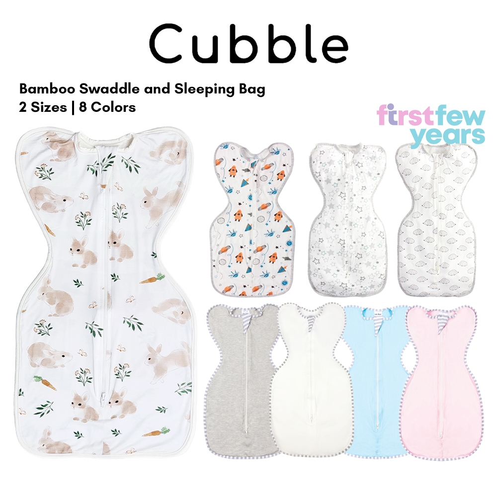 Cubble Baby Bamboo Swaddle and Sleeping Bag Arms Up Position Baby