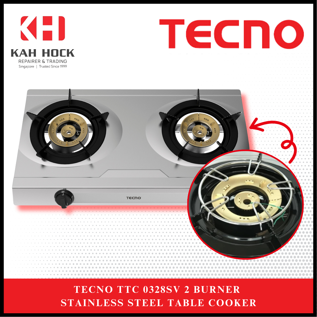 TECNO TTCF8SV / TTC 0328SV DOUBLE BURNER STAINLESS STEEL TABLE COOKER ...