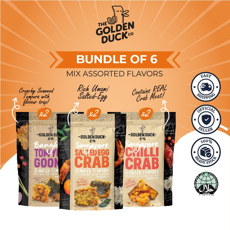 [Bundle of 6] 2 x Tom Yum Goong Seaweed Tempura & 2 x Salted Egg Crab