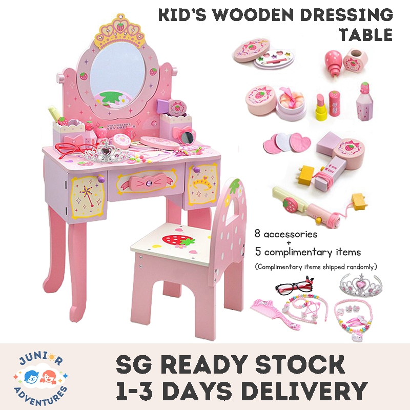 Kids Dressing Table chair set pretend play dressing table featuring