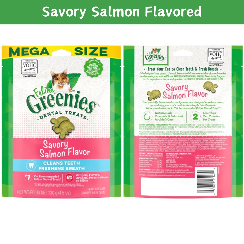 Greenies Feline Cat Treats – 60g Salmon Flavor – Pack Of 3