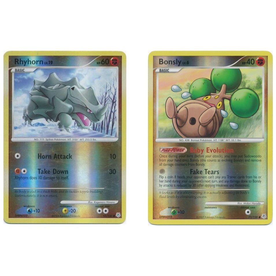English Pokemon Card Rhyhorn - 95/130 / Bonsly - 71/130 - Common Reverse  Holo Diamond & Pearl (Base Set) Reverse Holo | Shopee Singapore