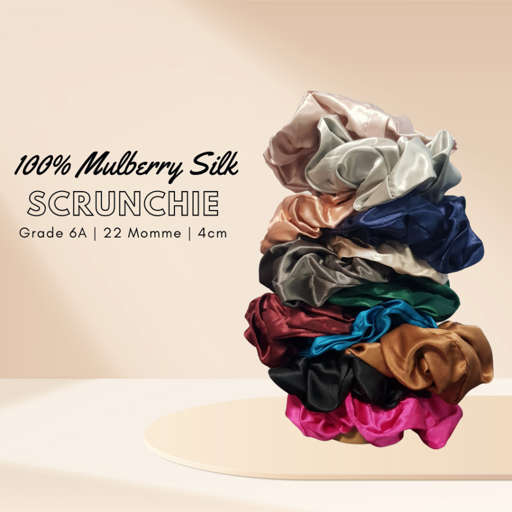 Grade 6A 100 Mulberry Silk Scrunchies 22 momme 4cm Shopee Singapore