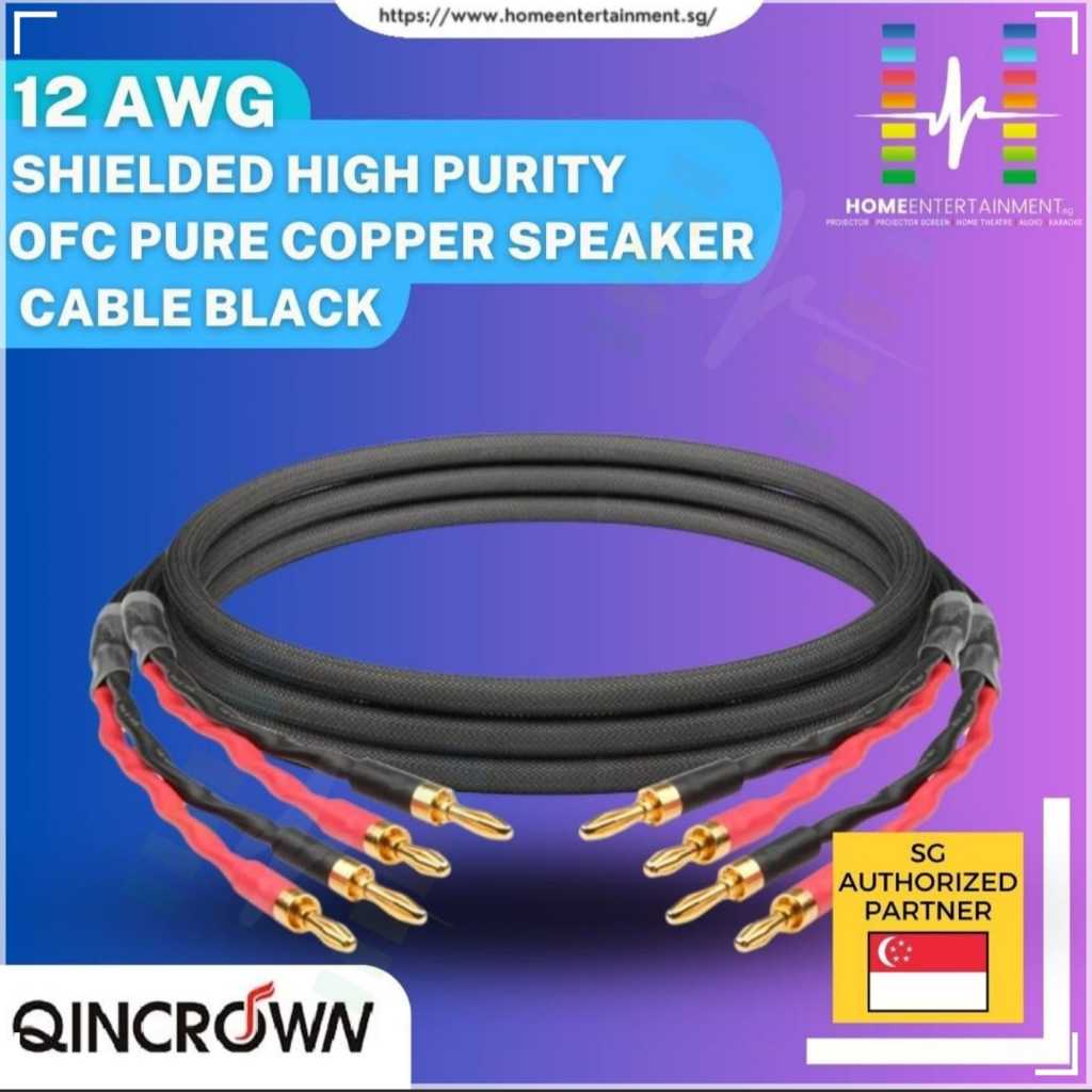 12AWG SHIELDED PURE COPPER SPEAKER WIRE/ CABLES FOR HIFI WITH GOLD ...