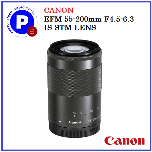 Rf Lens Canon EF-M 55-200mm F/4.5-6.3 IS STM Lens - Black, For EOS