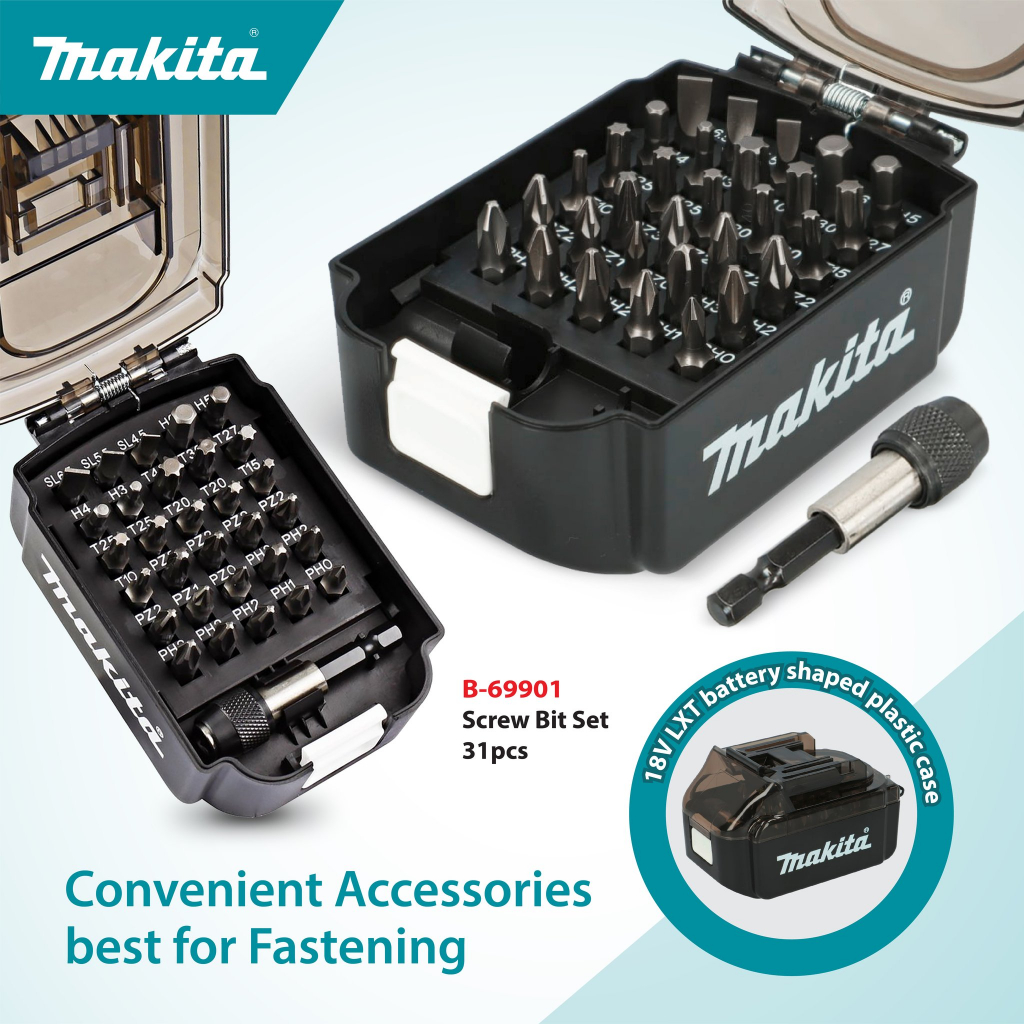 Makita B-69901 31pc Screwbit Set With Battery Shape Holder To Fit Into ...