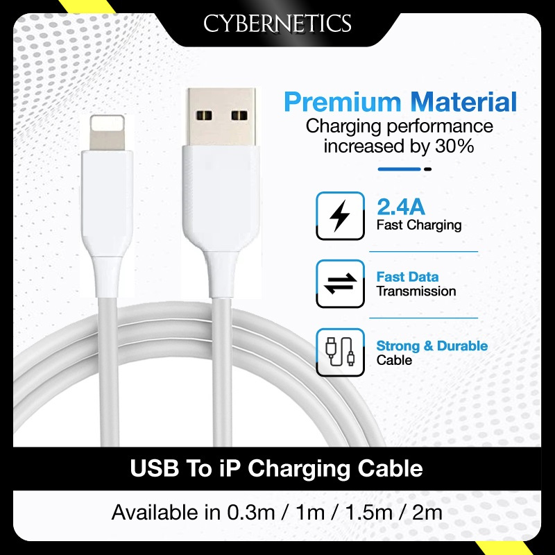 0.3m/1m/2m 2.4A Charging Cable compatible with IPh IPd Device | Shopee ...