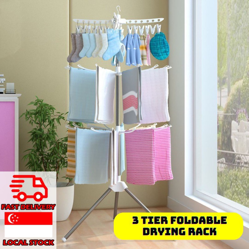 🇸🇬SG Ready Stock🇸🇬3 Tier Multifunctional Collapsible Foldable Laundry ...