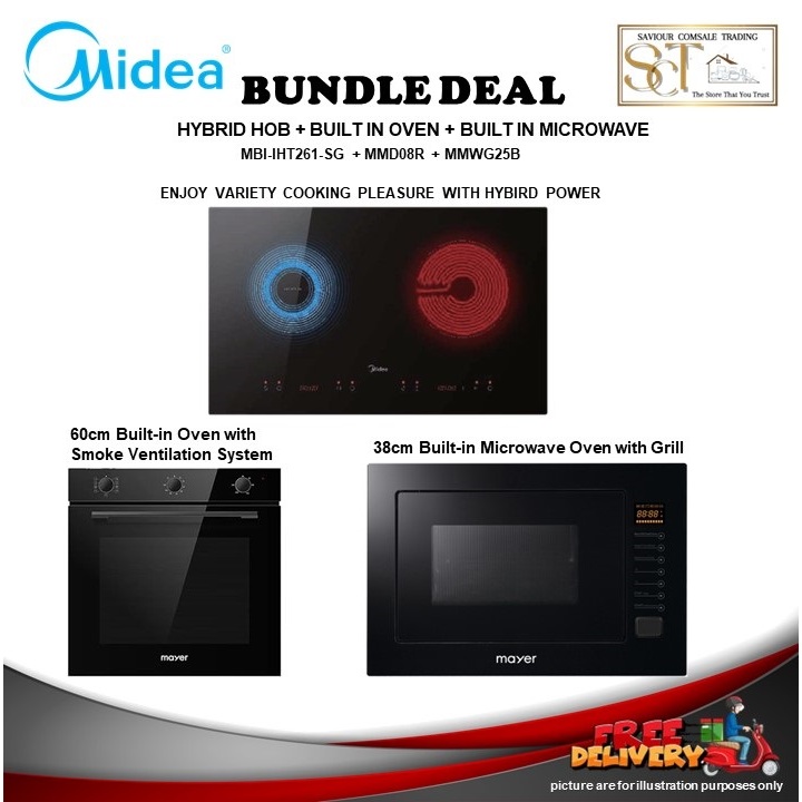 Bundle Deal Hybrid Induction Hob + BuiltIn Oven + Builtin Microwave (MBIIHT261SG, MMD08R