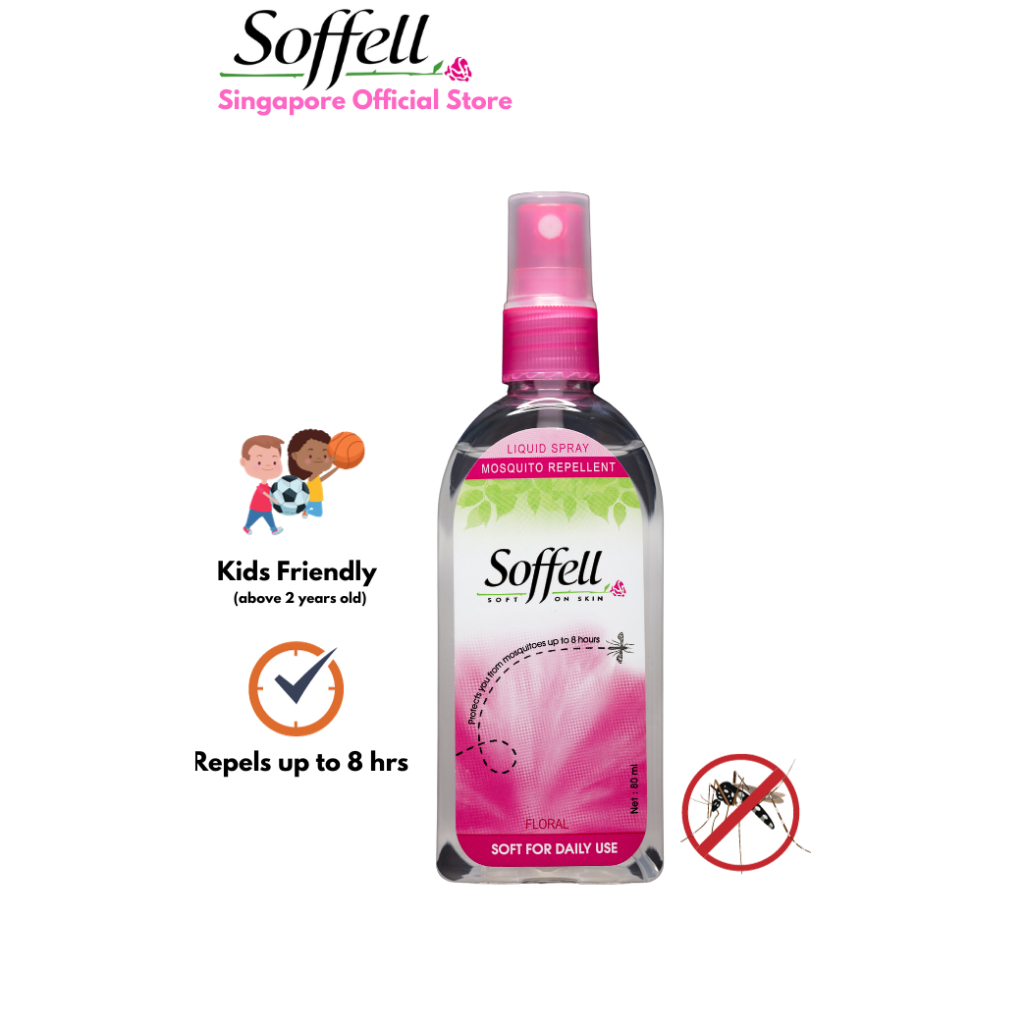 SOFFELL Floral Scented Mosquito Repellent 80 ML (Contains DEET