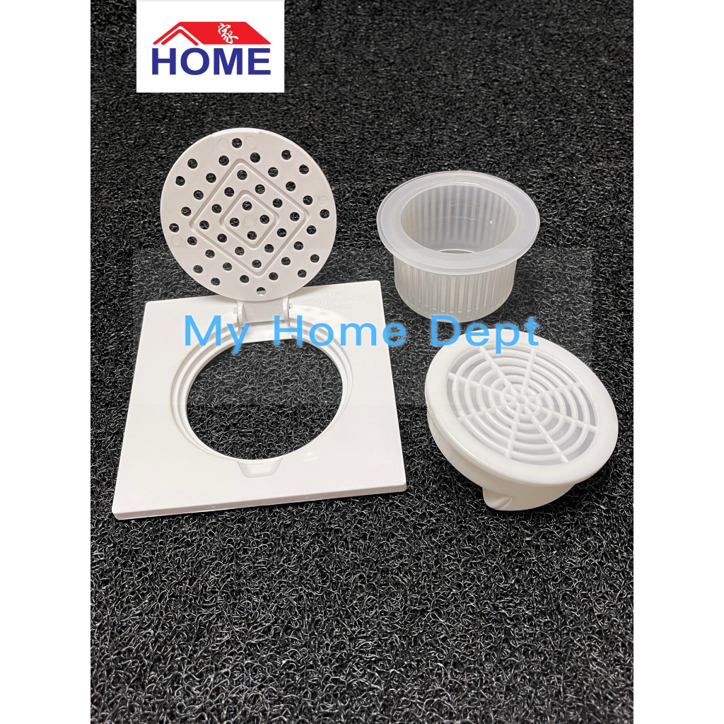 PVC White Floor Trap Cover Grating Bathroom Toilet Square/Hair & odour